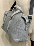 SAMPLE Grey Leather Duffle Bag