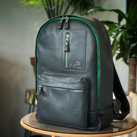 SAMPLE Leather Backpack STEEL/GREEN