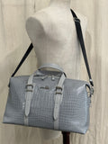 SAMPLE Grey Leather Duffle Bag