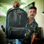 SAMPLE Leather Backpack STEEL/GREEN