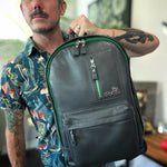 SAMPLE Leather Backpack STEEL/GREEN
