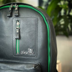 SAMPLE Leather Backpack STEEL/GREEN