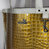LARGE Hand-Made Leather Tote Bag GOLD/IVORY